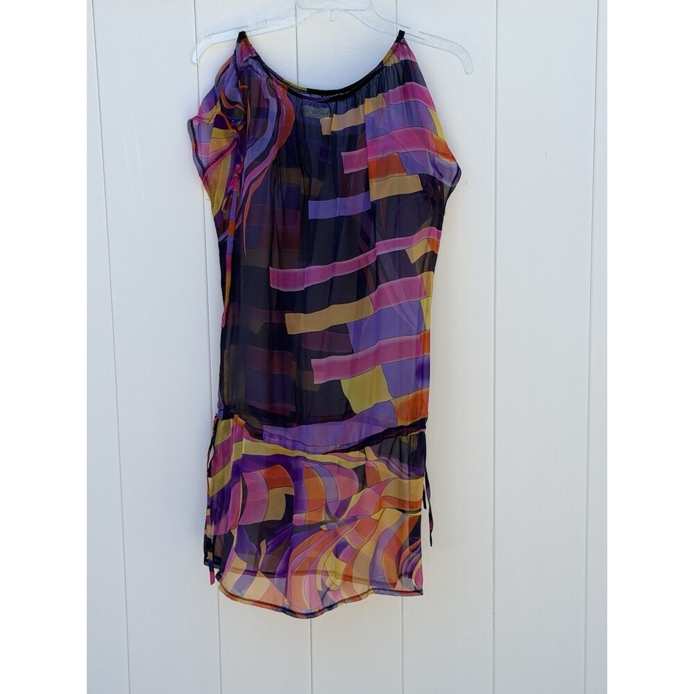 Sugar Lips Atelier Dress Short Length Sheer Colorful Abstract Fits S M L